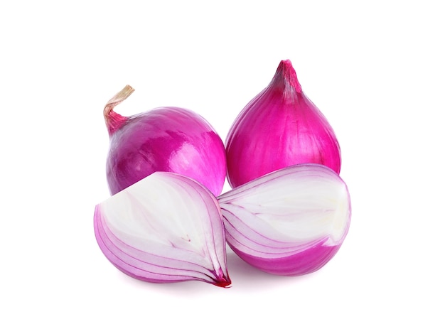 Red onion isolated on white background