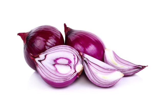 Red onion isolated on white background