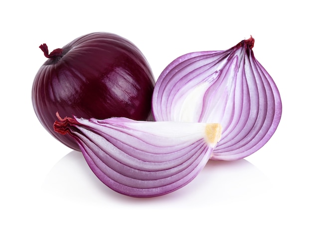 Red onion isolated on white background