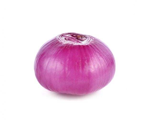 Red onion on white background