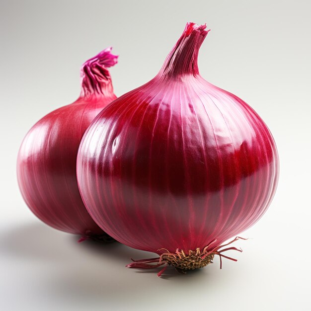 Red onion on white background