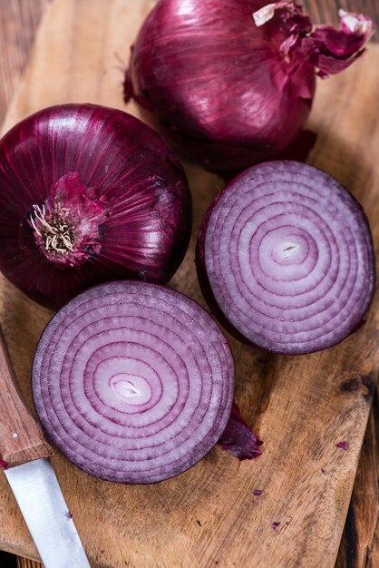 Red Onions closeup shot