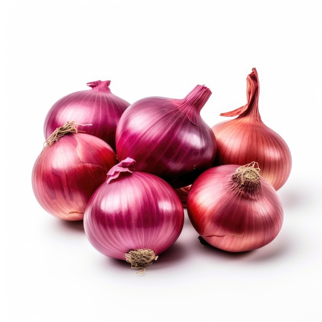 Red Onions isolated on white background generative AI