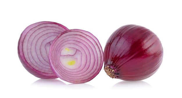 Red onions isolated on white background