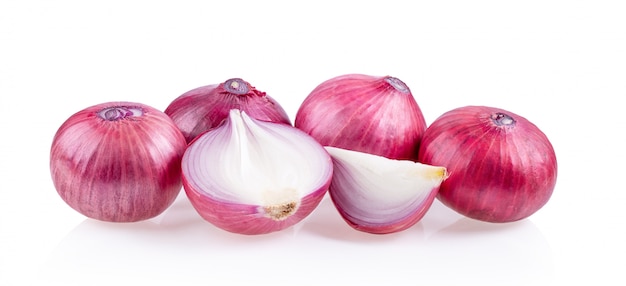 Red onions isolated