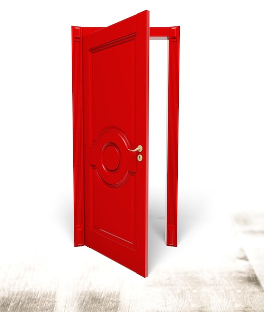 Photo red opened door on  background