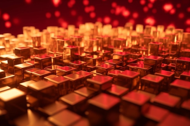 A red and orange background with cubes