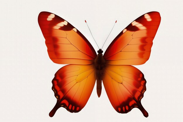 A red and orange butterfly with the word butterfly on it.