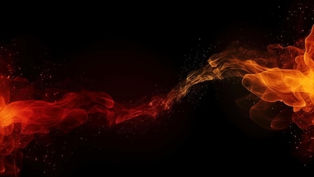 Red and orange fire on a black background