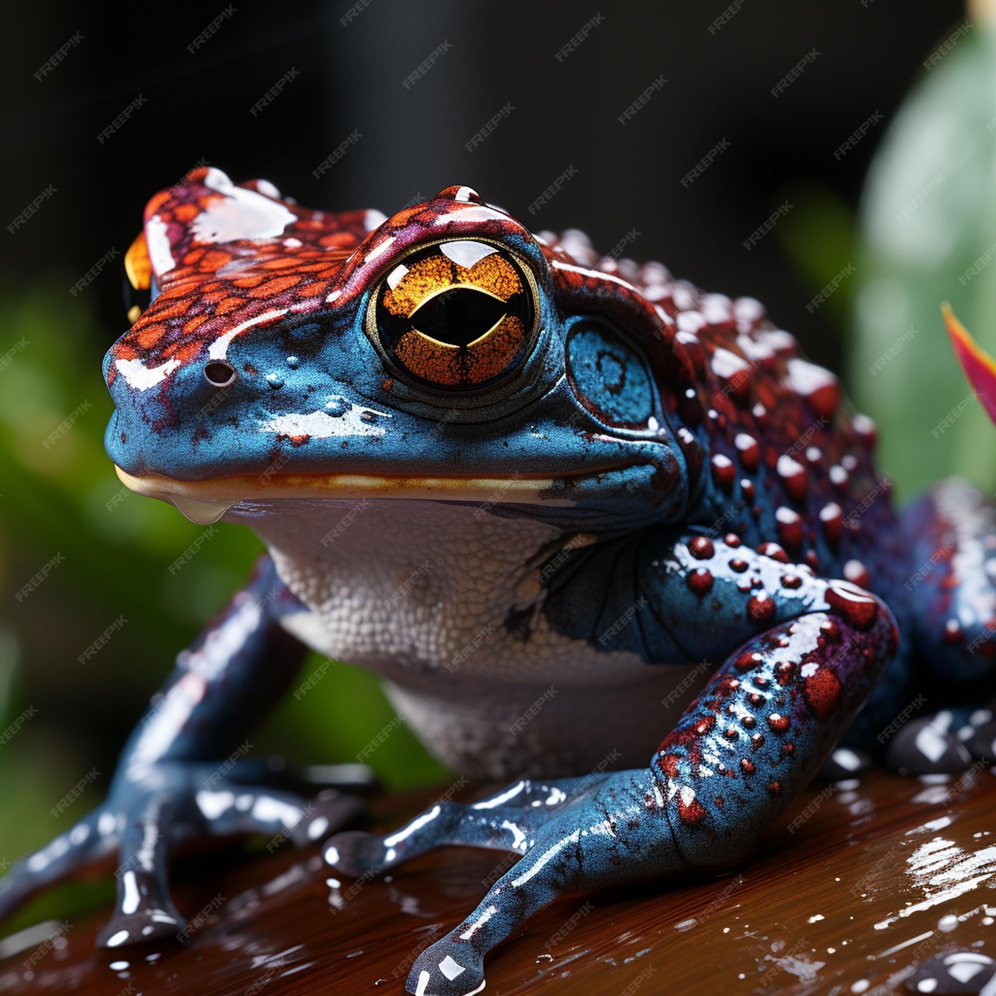 Premium AI Image | a red and orange frog with a yellow eye and a yellow