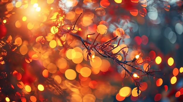 Red and orange holiday bokeh abstract christmas background