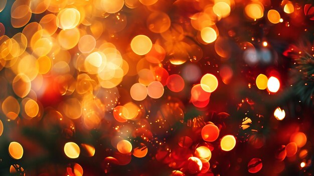 Red and orange holiday bokeh Abstract Christmas background