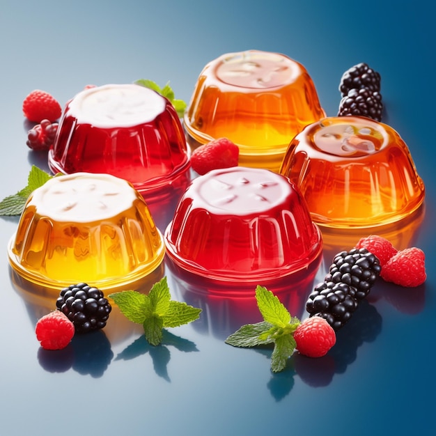 Красные и оранжевые десерты с ягодами на прозрачных тарелках Вертикальные мобильные обои