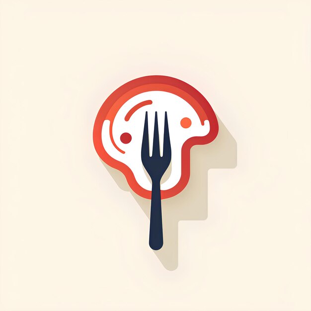 Photo red and orange pie and fork icon