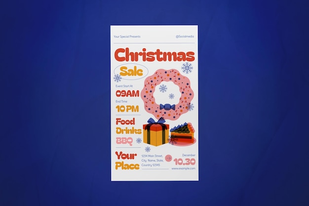 Red Orange Risograph Christmas Sale Social Media Story
