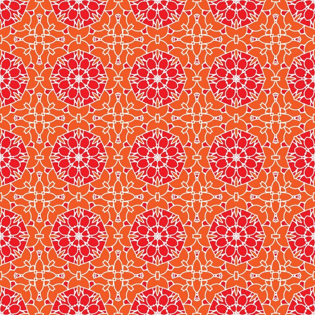 red orange vector seamless pattern Ethnic wallpaper Golden seamless Chinese window