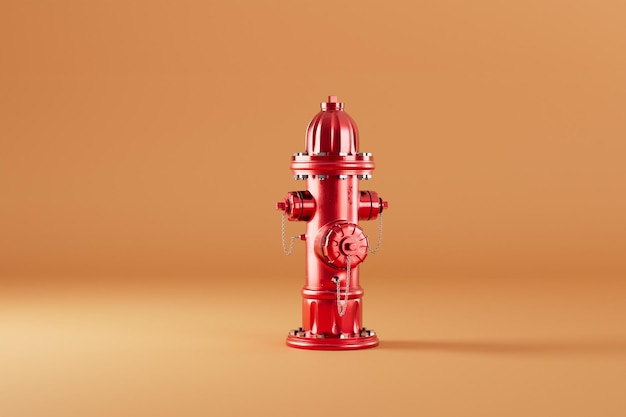 Red outdoor gas hydrant on a brown background 3D render