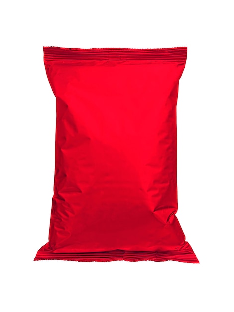 Imballaggio rosso per mockup di caramelle per patatine fritte per il tuo design e pubblicità di un modulo di imballaggio vuoto