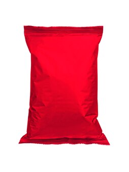 フード チップ クラッカー​お菓子​モックアップ​の​デザイン​と​空​の​パッケージ フォーム​の​広告​の​赤い​パッケージ