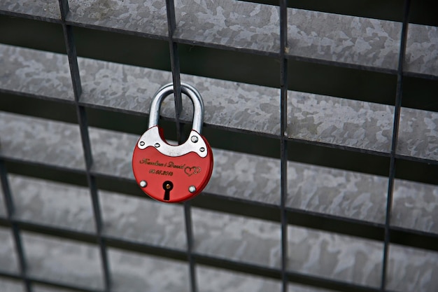 Red padlock with the word i love on it