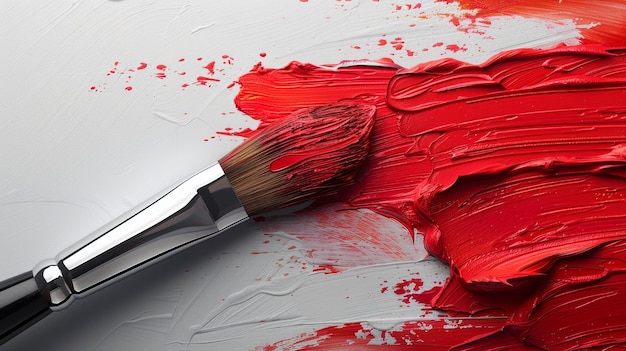 Red paint brush strokes isolated on white