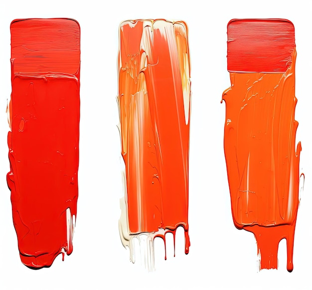 red paint brush strokes on a white background in the style of bold