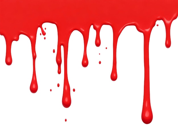 Red paint drips border isolated on a white background AI Generative