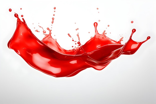 Red paint splash isolated on white background ai generative