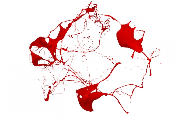 Красный всплеск краски, изолированные на белом фоне.