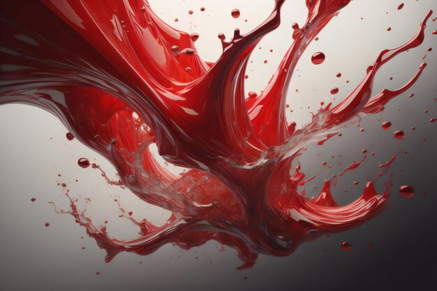 Red paint splashing isolated on white background generative ai