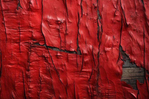 red paint on wood in the style of unexpected fabric combinations