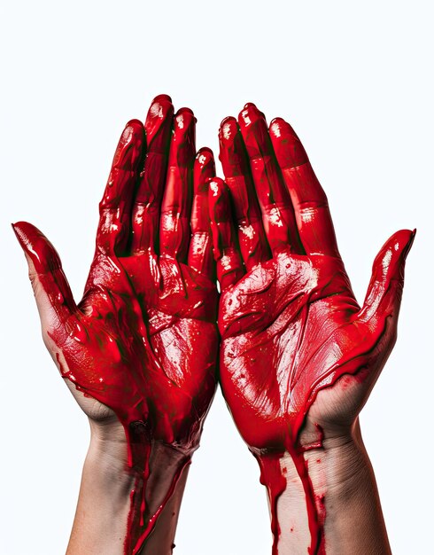 Photo red painted hands