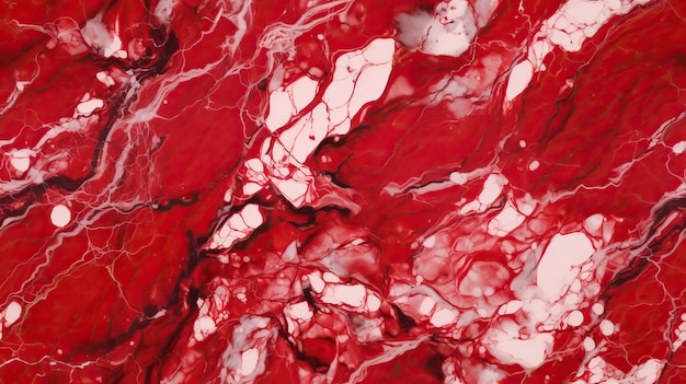 A red painting with white and black paint that says'red '