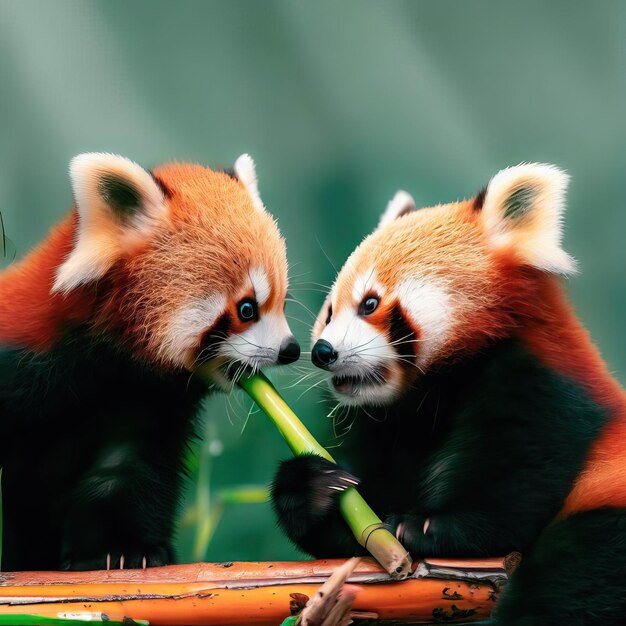 Photo red panda ailurus fulgens adults generative ai