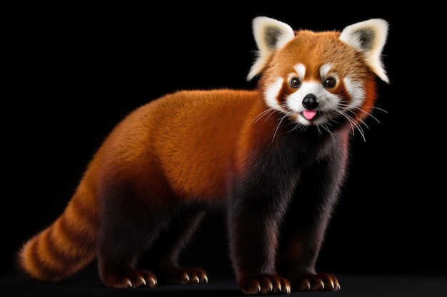 Red panda on black background