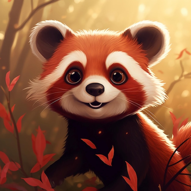 Red panda cartoon portrait