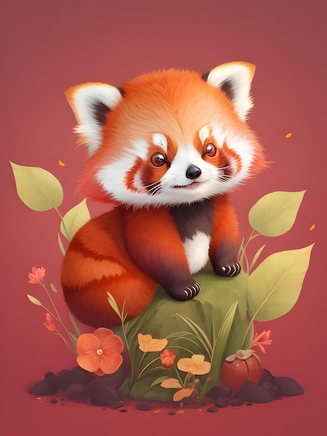 Red panda cute illustration