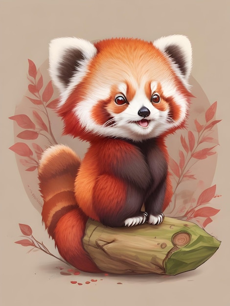 Red panda cute illustration