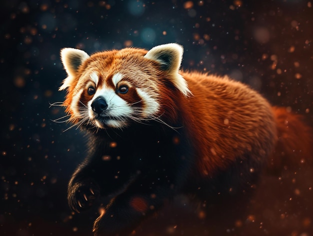 A red panda in the dark