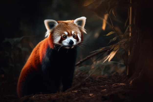 A red panda in the forest