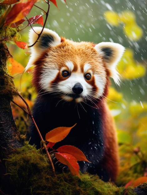 Red Panda in its Natural Habitat Wildlife Photography Generative AI