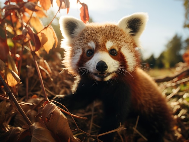 自然の生息地にいるレッサーパンダ 野生動物の写真 生成 AI