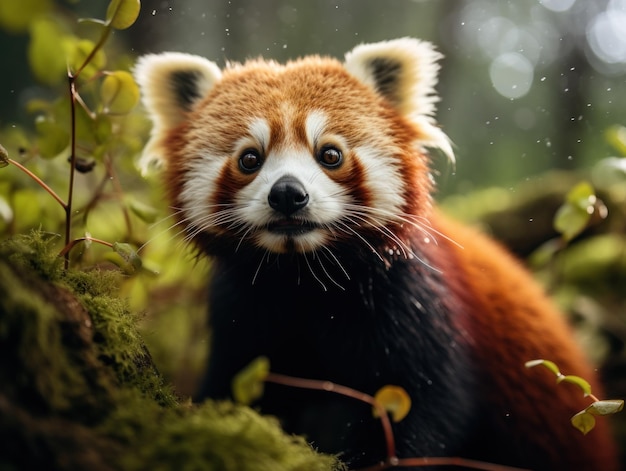 Red Panda in its Natural Habitat Wildlife Photography Generative AI