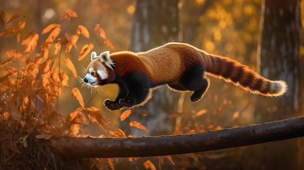 red panda jump ai generative