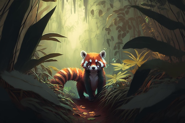 A red panda in the jungle