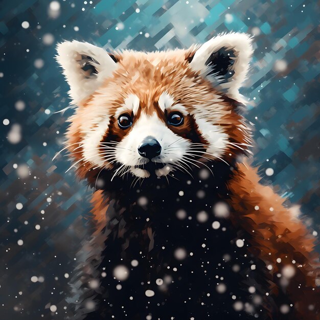 Foto panda rosso nell'inverno nevoso ai generativa