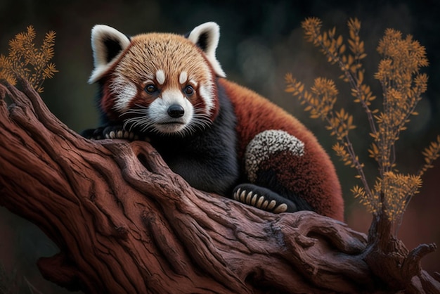 Red panda on the tree in forest