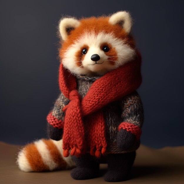 Photo a red panda with a scarf on it