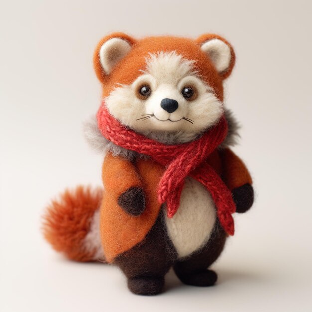 a red panda with a scarf that says fox on it