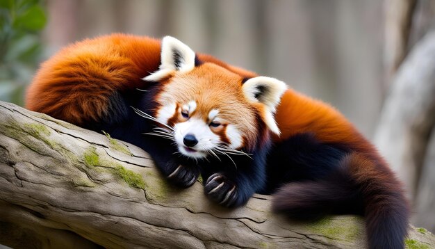 Photo a red panda with a white face and black eyes